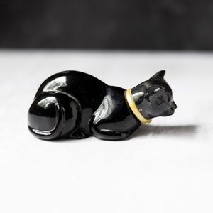 Avon black cat 1970s vintage glass perfume bottle empty